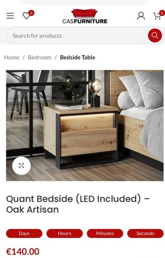 NEW 2x Quant bedside lockers, Oak