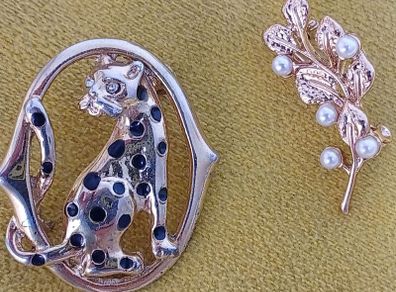 2 Beautiful Brass Brouches