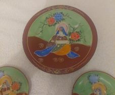 2 X Vintage/Antique Hand Painted Japanese Samurai China Soucer and plate