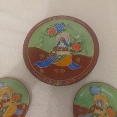 2 X Vintage/Antique Hand Painted Japanese Samurai China Soucer and plate