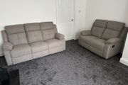 Light brown fabric Recliner Sofas suite sets