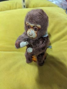 VINTAGE Wind Up Drinking Monkey Toy