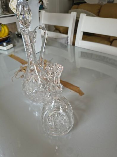 Two heavy weight decanters