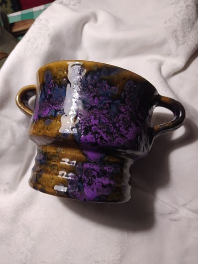 German Mid century unusual Glaze 2 handled ceramic