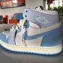 PRICE DROP! BARGAIN! UK Size 7.5 (but closer to an eight) and EUR 42 Air Jordan 1 Zoom CMFT 2 High White Phantom University Blue. As photos demonstrate, these are hardly worn, have no marks and are virtually as new. Image 2