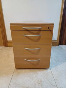 Long Wooden Four Drawer Pedestal