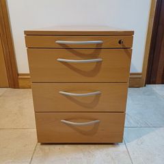 Long Wooden Four Drawer Pedestal