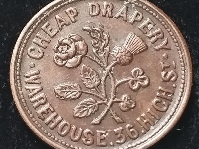 #533 - Belfast - 19thC Farthing Token - McKenzie - Scotch House - Cheap Drapery