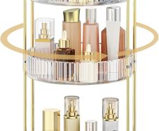 360 Rotating Makeup Organiser, 3 Tiers Spinning Skincare Organiser, Multi-Function Make Up Storage, Large Capacity Cosmetic Perfume Stand for Vanity, Bathroom and Bedroom