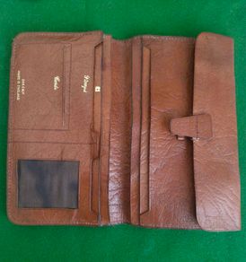 Vintage Oak Calfskin Leather Folding Wallet