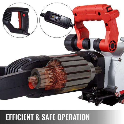 Wall Chaser, 34 mm Cutting Depth Wall Cutting Machine 2500W Wall Groove Cutting Machine 38 mm Cutting Width Wall Slotting Machine With 5 Saw Blades 115 mm Diameter 6300r/Min with Infrared Ray