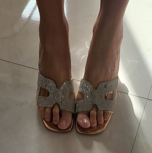 GIVANA bling sliders with perspex heel Sz 40 (Fit 6.5-7UK)