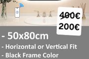 LED Bathroom Mirror Oval Black Speakers Antifog