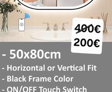 LED Bathroom Mirror 50x80cm Speakers Antifog Dual LED Light Memory Function Bright Light
