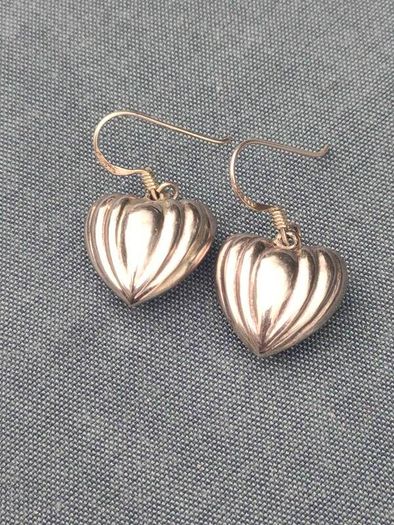 Vintage Sterling Silver Love heart earrings
