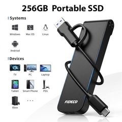 256GB Portable External SSD USB-C 10Gbps Fast Drive for Laptop PC Mac Android iPhone