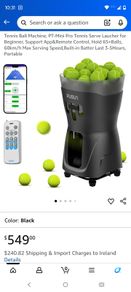 Tennis ball machine for practice.