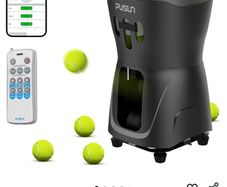 Tennis ball machine for practice.