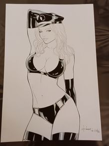 Original Comic Art of DC Lady Hawk by Rubismar de Costa