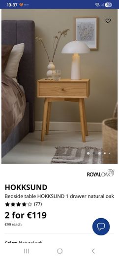 Bedside table Oak  New condition
