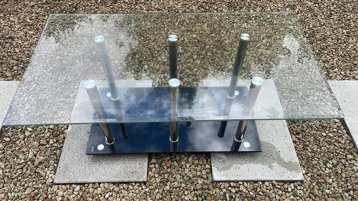 Glass/chrome coffee table