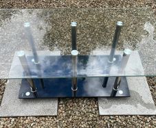 Glass/chrome coffee table