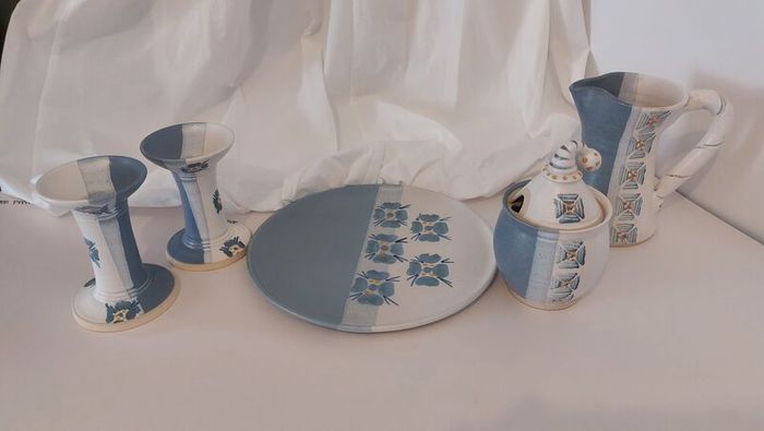 Fabulous Pair of Candle Holders and a Display Plate, Hand-Potted by the Popular and Collectable Irish Potter Suzanne May, Circa 1990s