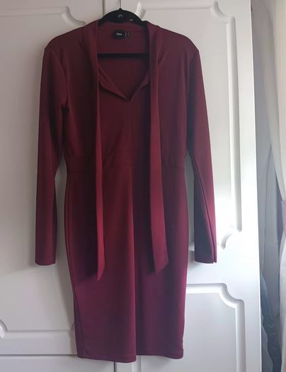 ASOS Burgundy Dress with Tie Neck