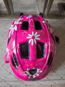 Halfords kids girls pink flowers cycling helmet S