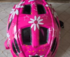 Halfords kids girls pink flowers cycling helmet S