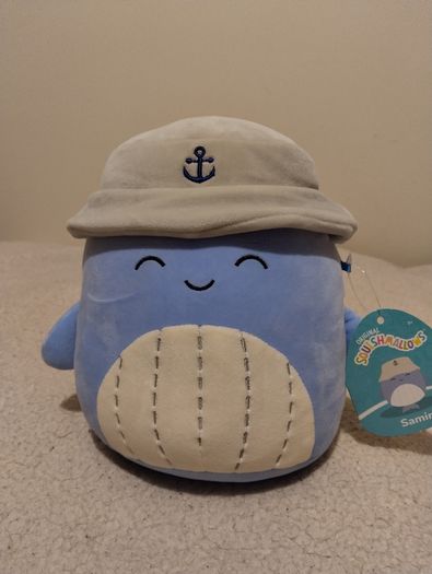 Squishmallows Samir the Blue Whale with Bucket Hat,  NEW WITH TAGS