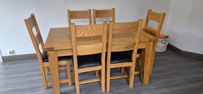 Solid oak. Extendable  Kitchen table & 6 chairs for sale - Lucan