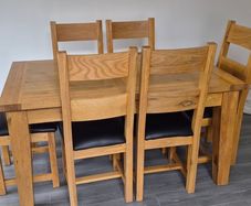 Solid oak. Extendable  Kitchen table & 6 chairs for sale - Lucan