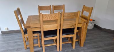 Solid oak. Extendable  Kitchen table & 6 chairs for sale - Lucan
