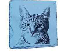 Cat picture, personalised slate coaster, gift, present