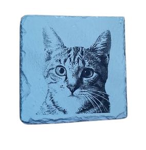 Cat picture, personalised slate coaster, gift, present