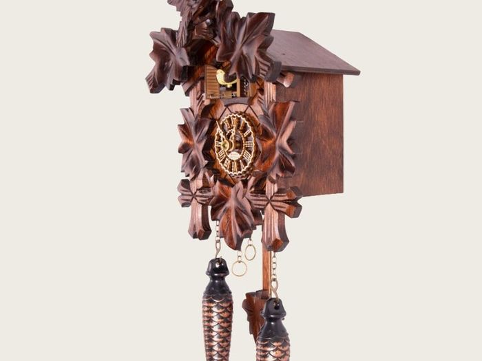 Traditional Carved Cuckoo Clock with Music  Quartz Movement, 12 Melodies & Light Sensor