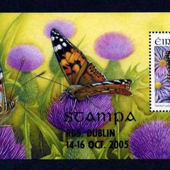 2005 Ireland Stampa Members Souvenir Butterflies Commemorative Stamp Miniature Sheet Overprinted for Stampa Mint Never Hinged (MNH)