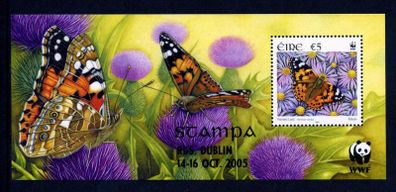 2005 Ireland Stampa Members Souvenir Butterflies Commemorative Stamp Miniature Sheet Overprinted for Stampa Mint Never Hinged (MNH)