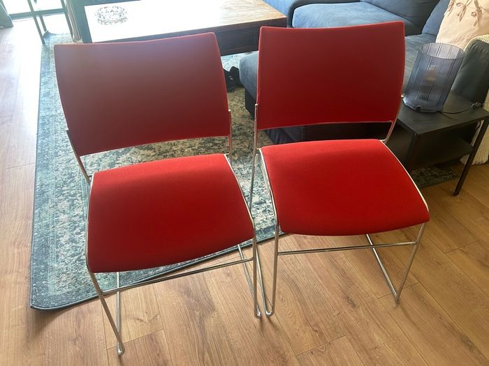 4 Casala Designer Red Upholstered Chairs with steel legs