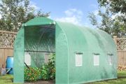 4 x 2 x 2 m Polytunnel Greenhouse with Roll-up Door and 6 Mesh Windows, Walk-in Garden Tunnel Warm House Tent with UV-resistant PE Cover and Galvanised Steel Frame, Green