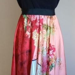Kitana by Rinascientmo - Black Coral Floral Handkerchief Dress
