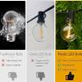 FREE EXPRESS SHIPPING LED Outdoor String Lights Mains Powered with Plastic Bulbs, 30FT Garden Patio String Lights Outdoor Festoon Lights with 16+1 E12 Bulbs for Indoor & Outdoor Image 5