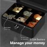 NEW SALE | Money Box with Key - 6 inch Money Tin with Lock - Small Lockable Cash Box with Coin Tray for Petty Cash Coins Notes - Locking Metal Safe Box with 2 Keys - Black Matt Image 5