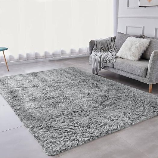 NEW SALE | Rugs Living Room - Grey Area Rugs for Bedroom Non-Slip - Modern Super Soft Fluffy Shaggy Thick Pile Small Rug Non-Shedding, 50cm x 80cm