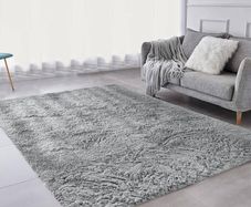 NEW SALE | Rugs Living Room - Grey Area Rugs for Bedroom Non-Slip - Modern Super Soft Fluffy Shaggy Thick Pile Small Rug Non-Shedding, 50cm x 80cm