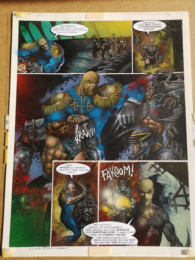 2000ad Judge Dredd Megazine original art Nick Percival Brit Cit Brute with Overlay