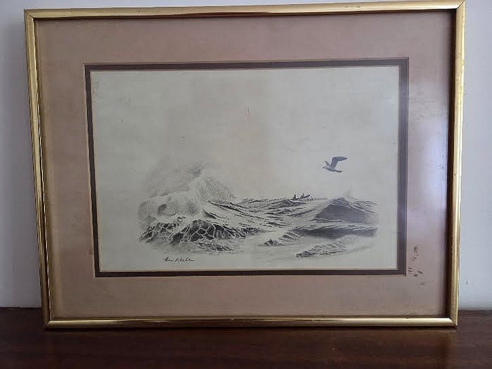Original Picture in Pencil Signed Irish Artist Tom Roche