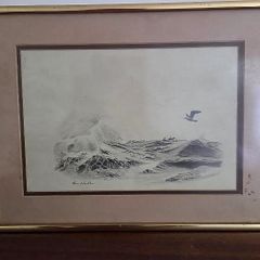 Original Picture in Pencil Signed Irish Artist Tom Roche