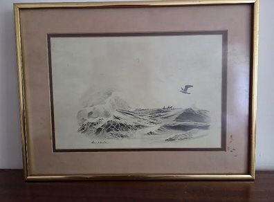 Original Picture in Pencil Signed Irish Artist Tom Roche